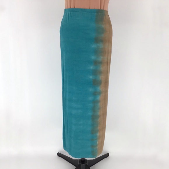 Laila Jayde Teal & Brown Slitted Maxi Skirt, Small - Picture 8 of 16